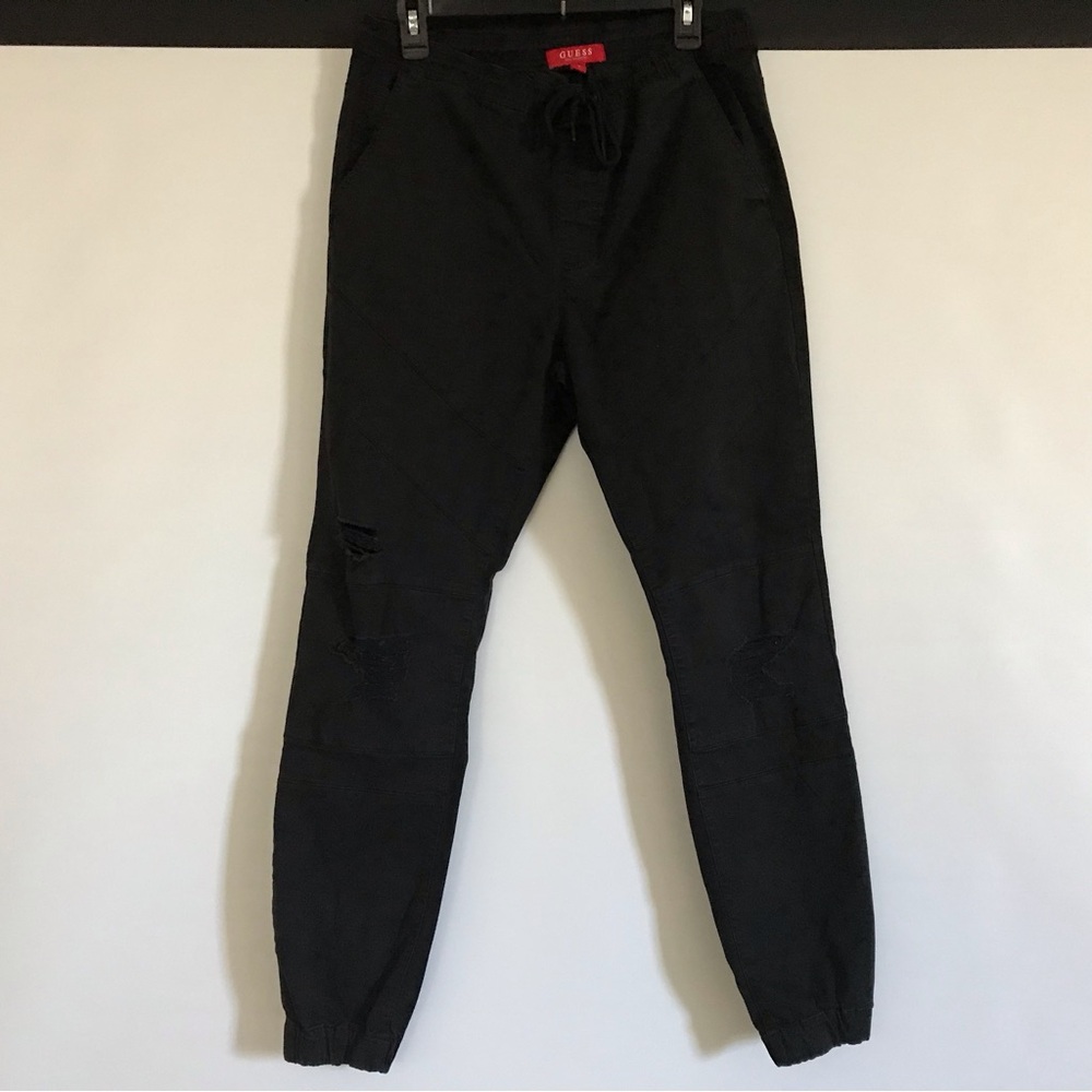 Guess Black Distressed Joggers